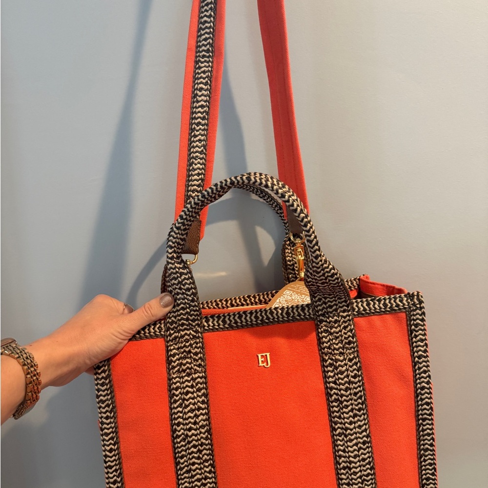 Eric Javits Lil Cote D’Azur Orange and Black Tote Bag - Picture 2 of 4